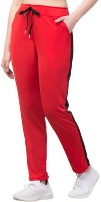 Bluecon Solid Women Red Track Pants