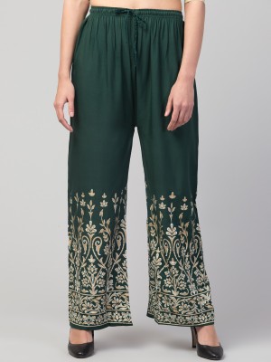 ENZ Relaxed Women Green Trousers