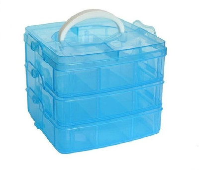 Qebham Multipurpose Storage Box/Basket/Container with Collapsible and Removable Divider Storage Box Vanity Box(Blue)
