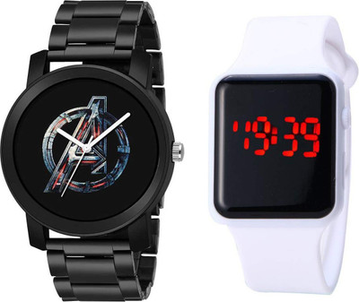 R AND P ENTERPRISE Avengers Design Metal Belt and digital Watch for Boys, Metal belt watch for Men Analog Watch  - For Men
