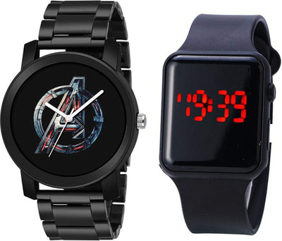 R AND P ENTERPRISE Avengers Design Metal Belt and digital Watch for Boys, Metal belt watch for Men Analog Watch  - For Men