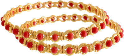 BUY FOR CHANGE LLP Copper Beads Gold-plated Bangle Set(Pack of 2)