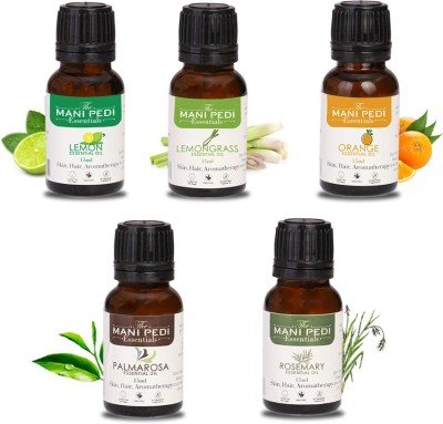 The Mani Pedi Essentials Combo of Lemon, Lemongrass, Orange and Rosemary Essential Oils Pack of 5(75 ml)