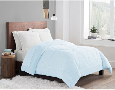 CRAZY WORLD Solid Double Comforter for  Mild Winter(Poly Cotton, alice blue)