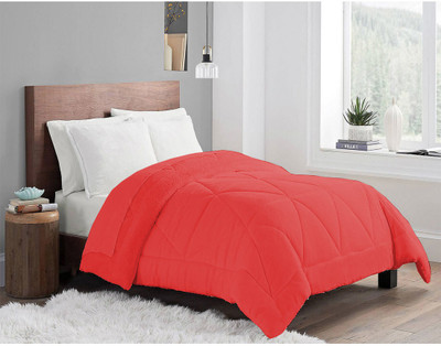 CRAZY WORLD Solid Double Comforter for  Mild Winter(Poly Cotton, crimson)