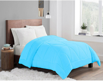 CRAZY WORLD Solid Double Comforter for  Mild Winter(Poly Cotton, cyan)