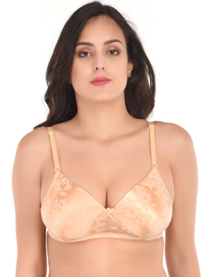 Body Lable Women Full Coverage Lightly Padded Bra(Beige)