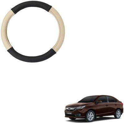 HOTRENZ Steering Cover For Honda Amaze, Brio, City(black ,beige, Leatherite)
