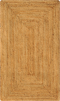 Bunkar Beige Jute Area Rug(3 cm,  X 5 cm, Rectangle)