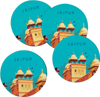 FA6 Round Wood Coaster Set(Pack of 4)