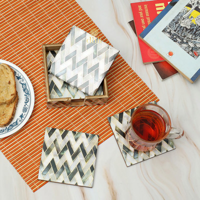 DULI Square Medium Density Fibreboard Coaster Set(Pack of 6)