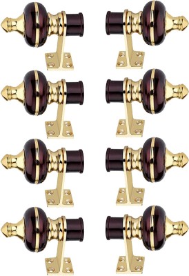 AUA Maroon, Gold Rod Rail Bracket, Curtain Knobs, Tassels, Curtain Rods Metal(Pack of 8)