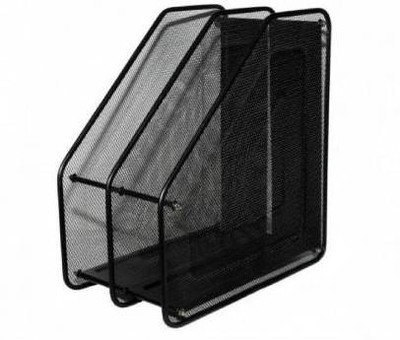 DITCAFOS 1 Compartments Metal 2 Layer Metal Mesh Magazine Document Holder File Rack for Office(Black)