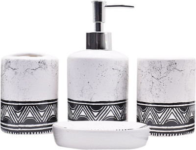 Kookee Ceramic Bathroom Accessories Set of 4 (8476) Ceramic Bathroom Set(Pack of 4)
