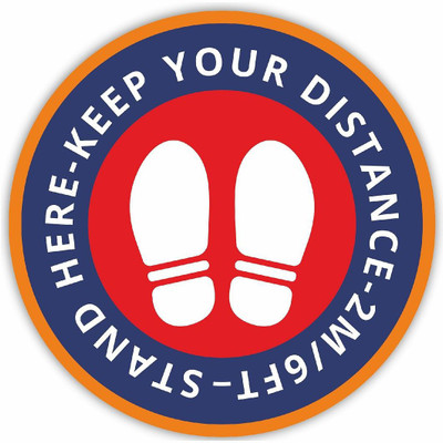KREEPO KEEP YOUR DISTANCE- 2M/ 6FT- STAND HERE Emergency Sign