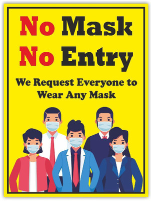 KREEPO No Mask No Entry We Request Everyone To Wear Any Mask Emergency Sign