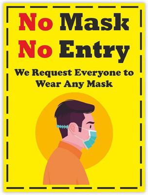 KREEPO No Mask No Entry We Request Everyone To Wear Any Mask Emergency Sign