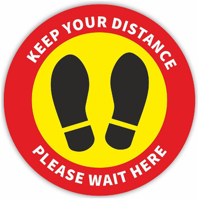 KREEPO Keep Your Distance Please Wait Here Emergency Sign