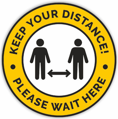 KREEPO Keep Your Distance Please Wait Here Emergency Sign