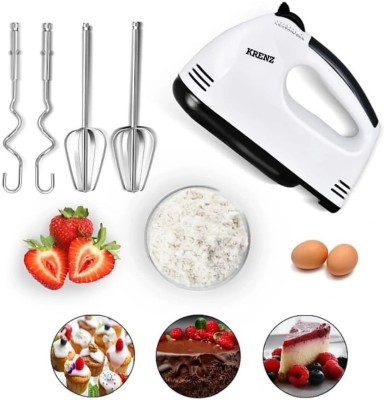 krenz 260 W White Hand Blender(7-Speed Electric Hand Mixer / egg beater for Ice-cream, Cake Cream, Lassi, Butter Milk Maker with Stainless Steel Attachments)