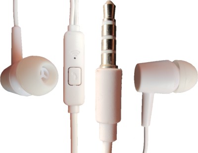 ANJO Wired Earphones with Mic, 3.5mm Jack, Noise Cancelling, One-Button Remote. Wired Headset(White, In the Ear)