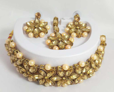 JewelShadi Alloy Gold-plated Gold Jewellery Set(Pack of 1)