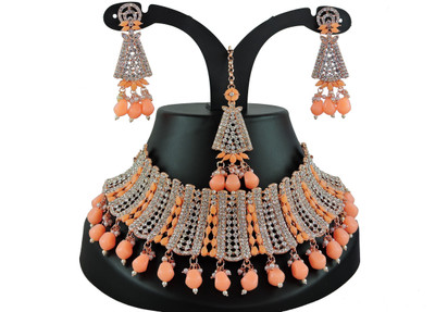 VATSALYA creation Alloy Gold-plated Beige Jewellery Set(Pack of 1)