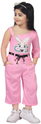 Samshil Fashion Girls Above Knee Party Dress(Pink, Sleeveless)
