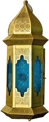 Dsh Moroccan Lantern Lamp Candle Holder Festival Decorativecandle Lantern for Diwali Gold Brass Hanging Lantern(48 cm X 16 cm, Pack of 1)