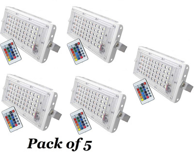 SG Flash Pack of 5 - 50 Watt Brick Ultra Bright lens Led Flood Light (RGB 50W) Flood Light Outdoor Lamp(White)