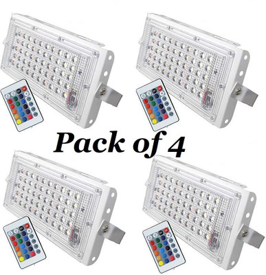 SG Flash Pack of 4 - 50 Watt Brick Ultra Bright lens Led Flood Light (RGB 50W) Flood Light Outdoor Lamp(Multicolor)
