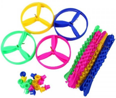 Super Easy 10pcs Plastic Dragonfly Toys Pull String Flying Saucers for Kids Toys Gifts(Multicolor)
