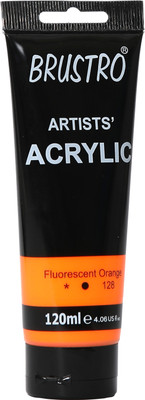 BRuSTRO Acrylic 120ml Flourescent Orange(Set of 1, Flourescent Orange)