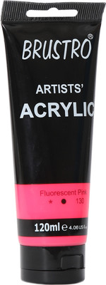BRuSTRO Artists' Acrylic 120ml Flourescent Pink(Set of 1, Flourescent Pink)