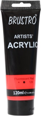 BRuSTRO Artists' Acrylic 120ml Flourescent Red(Set of 1, Flourescent Red)