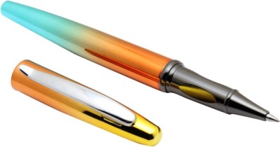 Ledos Exclusive Epic Rainbow Colors With Chrome Clip Roller Ball Pen(Blue)
