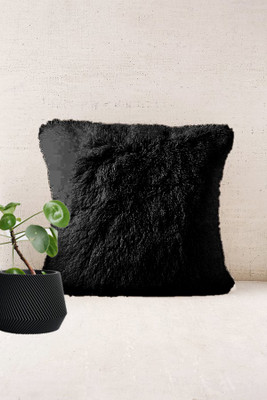 PICKKART Microfibre Solid Lumbar Pillow Pack of 1(Black)