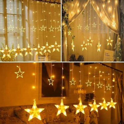 spark world 138 LEDs 3.51 m Yellow Color Changing, Flickering, Steady Star Rice Lights(Pack of 1)