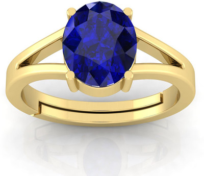 Pranjal Gems Original 14.25 Ratti 13.60 Ct BlueSapphire Neelam Gem Stone With Leb Certificate Brass Sapphire Ring