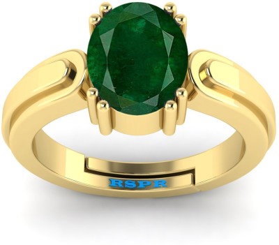 RSPR 9.25 Ratti Untreatet A+ Quality Natural Emerald Panna Gemstone Brass Emerald Gold Plated Ring