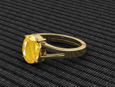 Sidhi shree Natural 13.25 Ratti Pukhraj Yellow Sapphire Gem Stone With Leb Certificate Brass Sapphire Brass Plated Ring