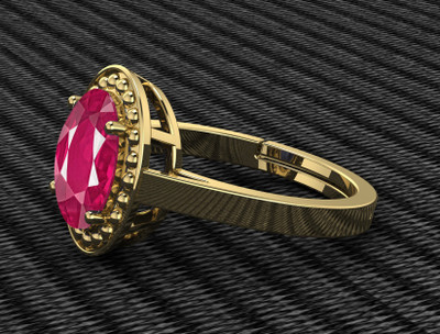 Pranjal Gems Original 7.25 Ratti 6.60 Ct Manik Ruby Gem Stone Ring with Leb Certificate Brass Ruby Ring