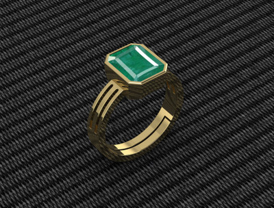 Pranjal Gems Original 12.25 Ratti Emerald Panna Gem Stone Ring With Leb Certificate Brass Emerald Ring