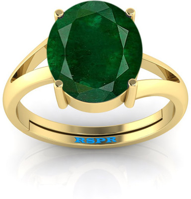 TODANI JEMS 7.25 Ratti Natural Panna Emerald Gemstone Stone Ring With Lab Certificate Brass Emerald Ring