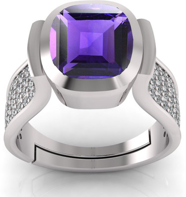 TODANI JEMS 7.25 Ratti 6.60 Carat Amethyst Ring Katela Ring Metal Amethyst Silver Plated Ring