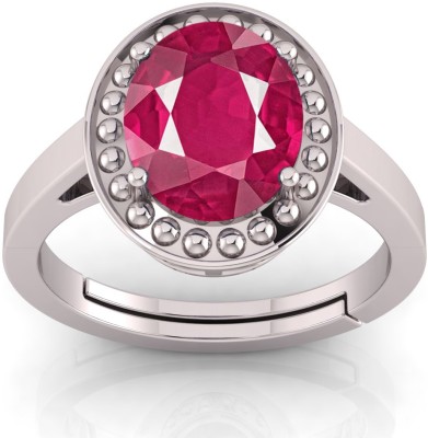 TODANI JEMS 7.25 Ratti Natural Certified Ruby Manik Gemstone Panchdhatu Ring Metal Ruby Silver Plated Ring