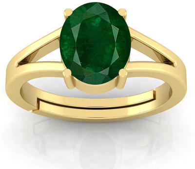 TODANI JEMS 7.25 Ratti Natural Panna Emerald Gemstone Stone Ring With Lab Certificate Brass Emerald Ring