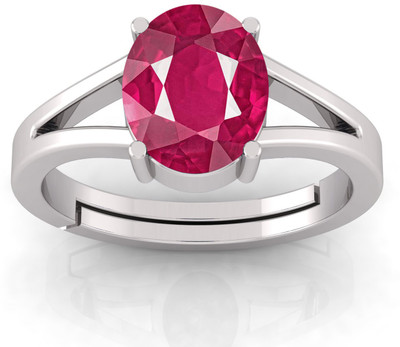 TODANI JEMS 7.25 Ratti 6.60 Carat Natural Ruby Manikya Adjustable Ring With Lab Certificate Metal Ruby Silver Plated Ring