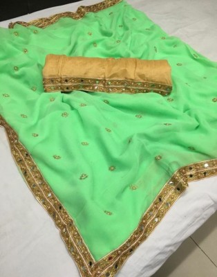 The Fashion Tax Embroidered Bollywood Georgette Saree(Light Green)