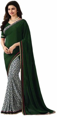 Dhandai Fashion Printed Bollywood Georgette Saree(Dark Green)